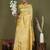 yellow cotton saree with golden zari work