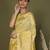 yellow cotton saree with golden zari work