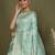 sea green cotton saree with golden zari work