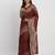 maroon linen cotton saree with rich golden zari motifs
