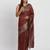 maroon linen cotton saree with rich golden zari motifs