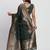 dark green linen cotton saree with rich golden zari motifs