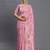 Light pink linen cotton saree with silver zari weave and tassels