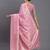 Light pink linen cotton saree with silver zari weave and tassels