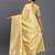 Yellow linen cotton saree with silver zari weave and tassels