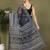 Black printed cotton ready-to-wear saree with pocket and inner lining 