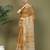Golden printed cotton ready-to-wear saree with pocket and inner lining 