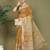 Golden printed cotton ready-to-wear saree with pocket and inner lining 