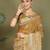 Golden printed cotton ready-to-wear saree with pocket and inner lining 