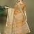 Golden printed cotton ready-to-wear saree with pocket and inner lining 
