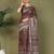 Brown printed cotton ready-to-wear saree with pocket and inner lining 