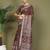Brown printed cotton ready-to-wear saree with pocket and inner lining 