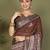 Brown printed cotton ready-to-wear saree with pocket and inner lining 