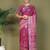 Purple printed cotton ready-to-wear saree with pocket and inner lining 