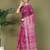Purple printed cotton ready-to-wear saree with pocket and inner lining 