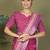 Purple printed cotton ready-to-wear saree with pocket and inner lining 