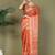 Orange printed cotton ready-to-wear saree with pocket and inner lining 