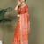 Orange printed cotton ready-to-wear saree with pocket and inner lining 