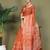 Orange printed cotton ready-to-wear saree with pocket and inner lining 
