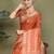 Orange printed cotton ready-to-wear saree with pocket and inner lining 