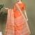 Orange printed cotton ready-to-wear saree with pocket and inner lining 