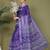 Violet printed cotton ready-to-wear saree with pocket and inner lining 