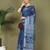 Blue printed cotton ready-to-wear saree with pocket and inner lining 