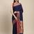 navy blue party wear saree with rich pallu and contrast zari border