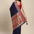 navy blue party wear saree with rich pallu and contrast zari border