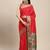 red party wear saree with rich pallu and contrast zari border