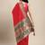 red party wear saree with rich pallu and contrast zari border