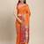 orange party wear saree with rich pallu and contrast zari border