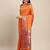 orange party wear saree with rich pallu and contrast zari border