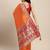 orange party wear saree with rich pallu and contrast zari border