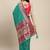 sea green party wear saree with rich pallu and contrast zari border