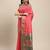 light pink party wear saree with rich pallu and contrast zari border