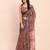 Brown cotton saree with tribal floral print 