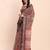 Brown cotton saree with tribal floral print 