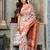 woven linen cotton saree with intricate patterns and tassel