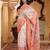 woven linen cotton saree with intricate patterns and tassel