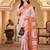 woven linen cotton saree with intricate patterns and tassel