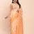 Beige orange banarasi cotton saree with floral zari work