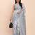 Beige grey banarasi cotton saree with floral zari work