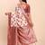Elegant off-white maroon linen cotton saree with zari woven border and pallu soft saree for daily festive office wear