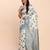 off-white sky blue linen cotton saree with zari woven border