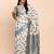 off-white sky blue linen cotton saree with zari woven border