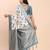 off-white sky blue linen cotton saree with zari woven border