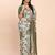 off-white green linen cotton saree with zari woven border