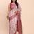 off-white purple linen cotton saree with zari woven border