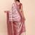 off-white purple linen cotton saree with zari woven border